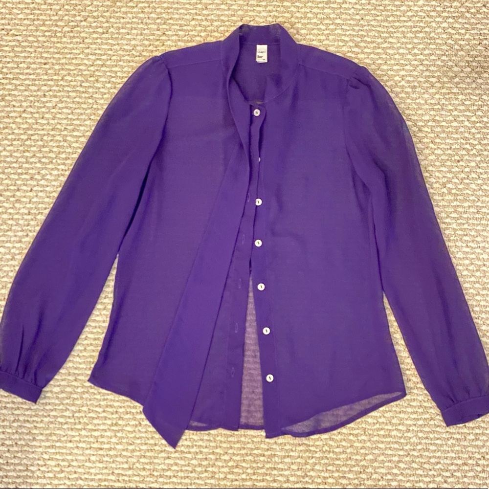 Button down, sheer chiffon shirt